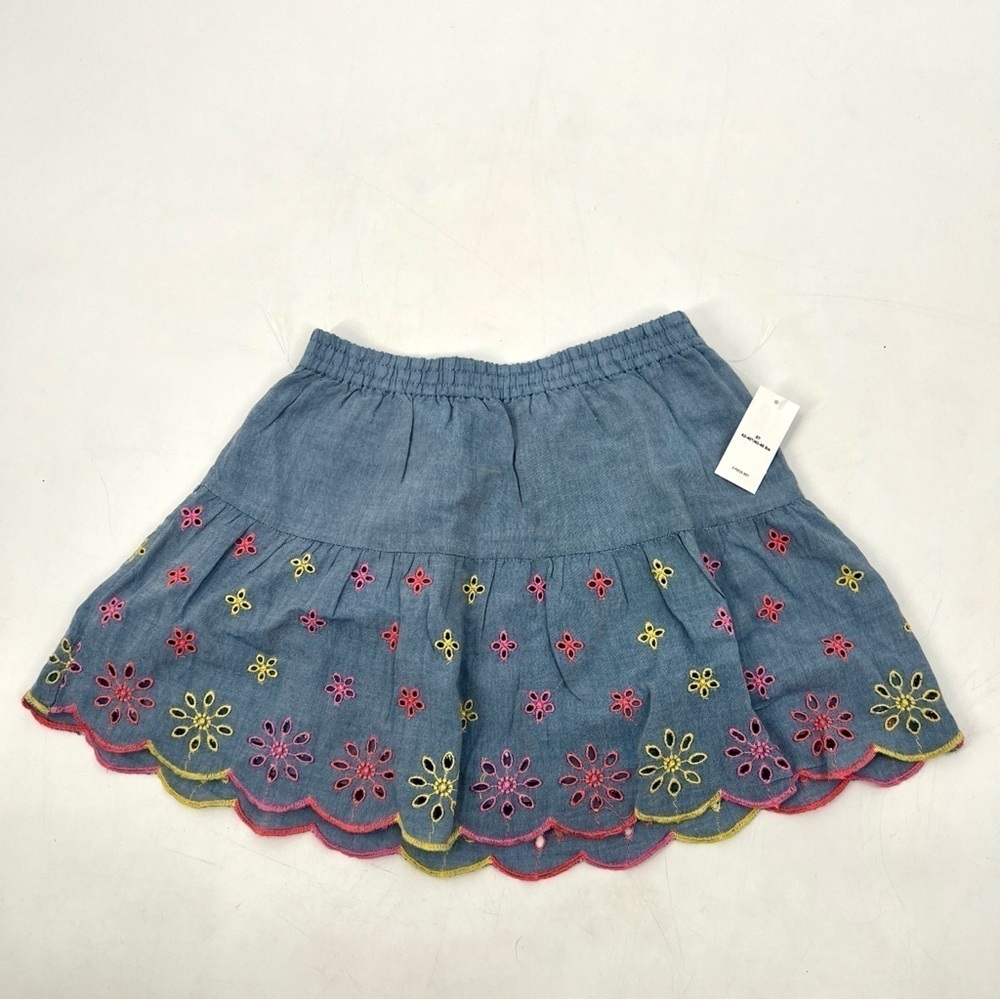 NWT OLD NAVY Girl's Blue Floral Scallop Trim Midi-Length Skirt Size 5T